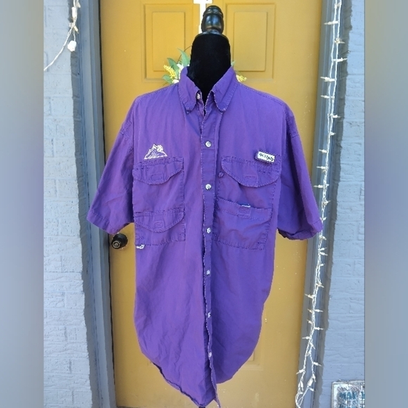 Men's Columbia PFG Performance Fishing Gear Vented Purple Shirt XXL PFG - Picture 1 of 5